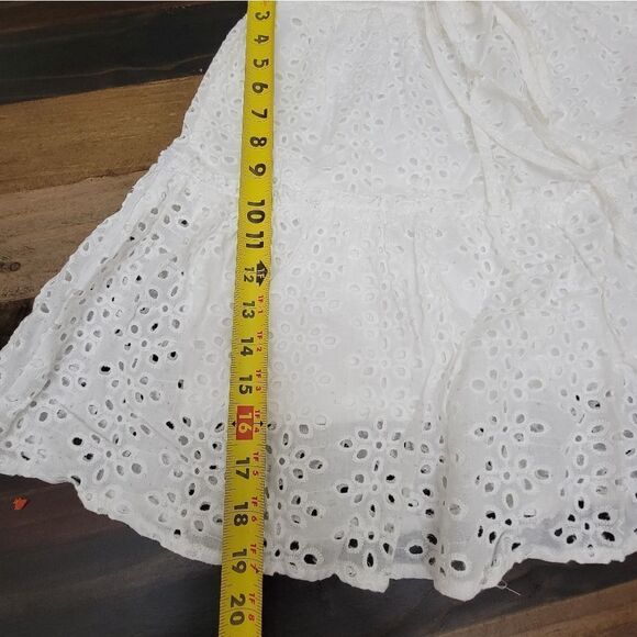 Summer A-Line Skater Skirt White Pull On Women's Size M Cotton & Polyester - Picture 3 of 4